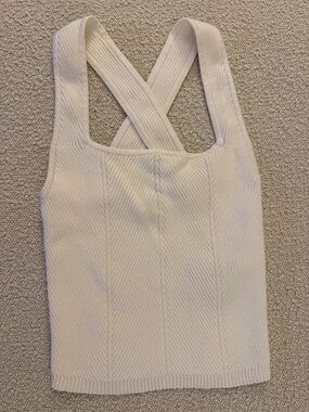 Abercrombie Cream Ribbed Crossback Tank